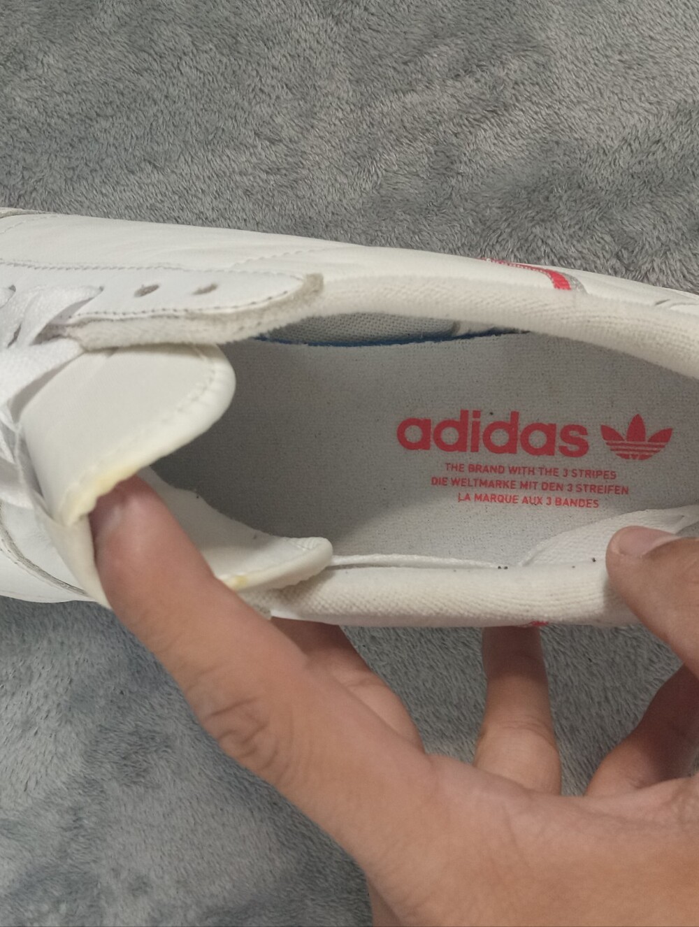 adidas Women's Continental 80 Off White Leather Sneakers with Pink Trim Size 9 - Picture 3 of 7
